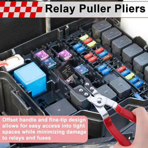 Relay Puller Pliers and Fuse Puller Tool for Cars and Trucks used in automotive fuse box close-up
