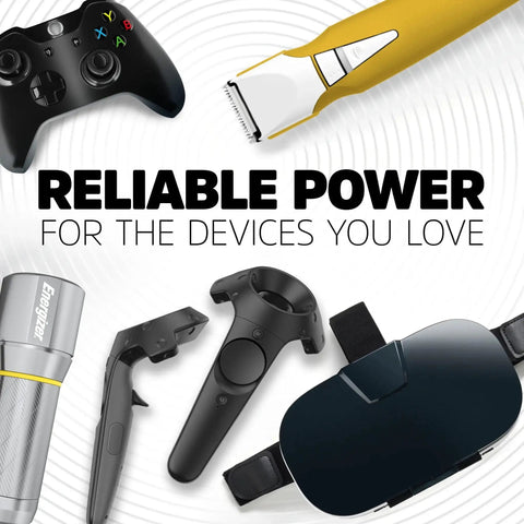 Devices powered by Alkaline Power AA Batteries 20 Count Pack For Remote, Mouse And Controllers including game controllers and trimmers