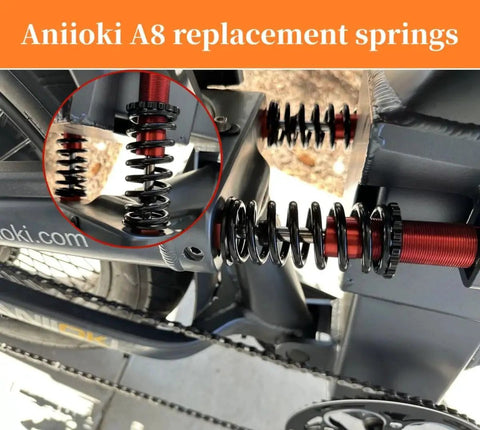 Close-up of installed black compression springs on machinery, focus on coil design and mounting.