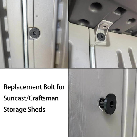Installed 16 Pieces Replacement Bolts For Suncast And Craftsman Storage Sheds showing durable PETG material in close-up view.