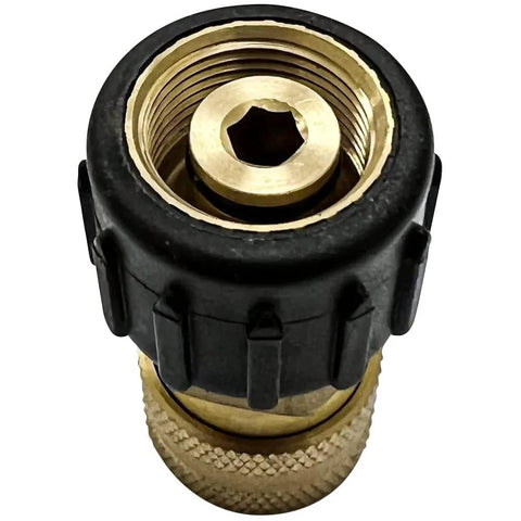 Simpson Cleaning replacement QC socket for pressure washers, brass, gold finish with black collar, female M22.