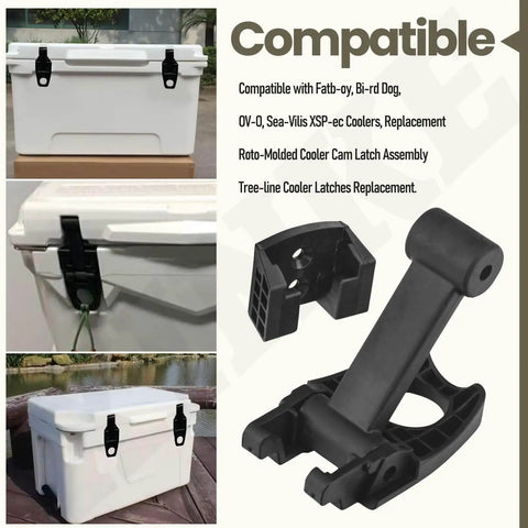 Two pack replacement cam latch set for rotomolded coolers, compatible with Fatboy, Bird Dog, OVO, SeaVilis and Xspec models