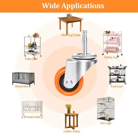 Replacement Casters Set Of 4 For Wet Dry Vacuums, 2 Inch Stem, 600 Pound Weight Capacity shown with wide application use