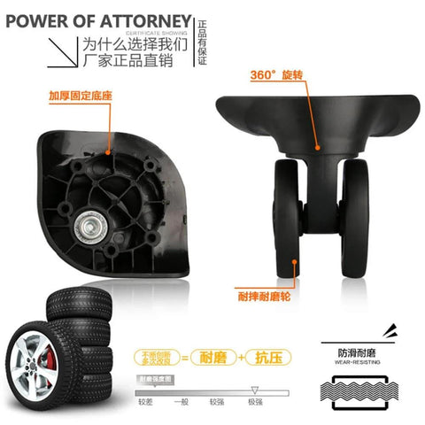 Diagram of (DL-W170#) Mute Connected Spinner Wheels for Replacement Luggage Wheels Wear Silent Draw bar Box DIY