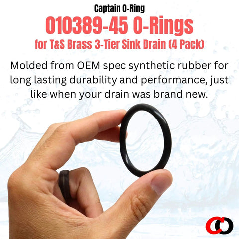 Hand holding Replacement Plunger O Rings For Three Tier Sink Drains Easy Install Fits 3 Inch And Three Point Five Inch Twist Waste Valves Compatible With Part Number 010389 045 Rubber Stopper O Ring Set Four Pack