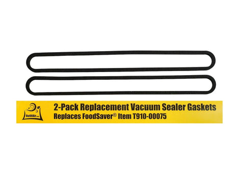 2-pack of black foam vacuum sealer gaskets for FoodSaver by OutOfAir, replaces T910-00075