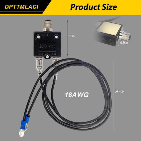 Resettable Fuse Kit For HVAC Circuit Breakers, 3A And 5A Dual Pack, featuring 18AWG wires and product dimensions in inches.