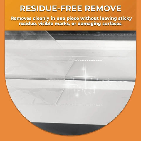 Thick Window Insulation for Winter Residue-Free, Heavy Duty Transparent Window Weather Sealing Tape being removed cleanly from window frame.