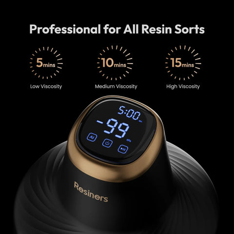 Resiners Resin Bubble Remover Airless Pro handheld device, black body with gold ring, brand visible