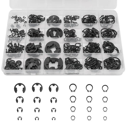 352 Piece Retaining Ring Assortment Kit With E Clips And External C Clips For DIY Projects And Repairs in plastic storage case
