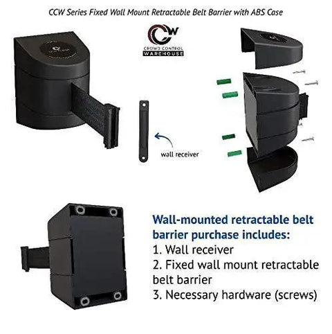 WMB-230 Fixed Wall Mount Retractable Belt Barrier With 30 Foot Belt In Yellow Caution Do Not Enter ABS Case components