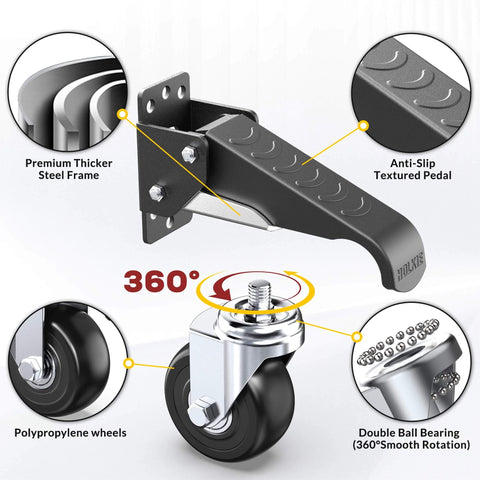 ✝️ Retractable Casters Heavy Duty Casters with Lifting and Lowering Function Maximum Load of 700 lbs (4 casters) product features