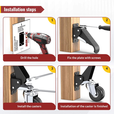 Installation steps for ✝️ Retractable Casters Heavy Duty Casters with Lifting and Lowering Function Maximum Load of 700 lbs (4 casters).