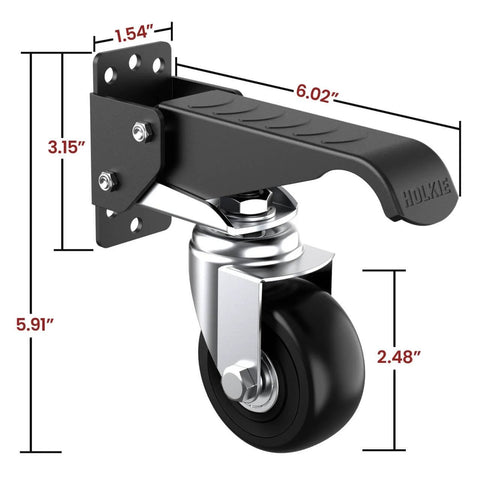 ✝️ Retractable Casters Heavy Duty Casters with Lifting and Lowering Function Maximum Load of 700 lbs (4 casters) side view dimensions