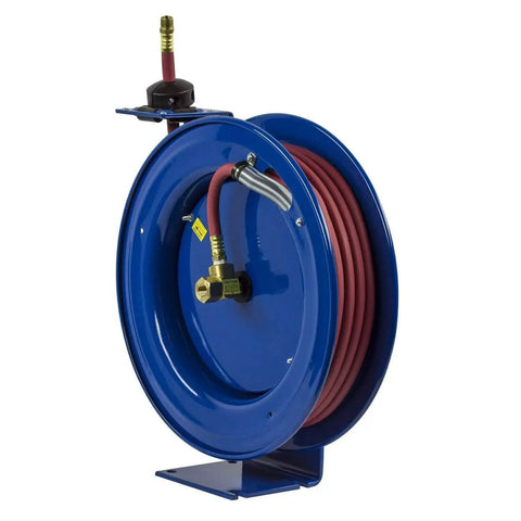 Retractable Air And Water Low Pressure Hose Reel One Half Inch By Fifty Feet P Series Pro Grade Tough Built Heavy Duty Steel Construction