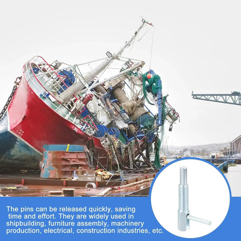 Two Pack Retractable Indexing Plunger Pins M12 Thread Spring Plungers in shipbuilding application
