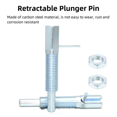 Heavy Duty Two Pack Retractable Indexing Plunger Pin Set M6 Carbon Steel Spring Loaded Latch With Nut For Industrial Equipment