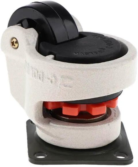 Premium Retractable Leveling Caster with 2 Inch Nylon Wheel, ivory finish, for Heavy Equipment and Shop Mobility