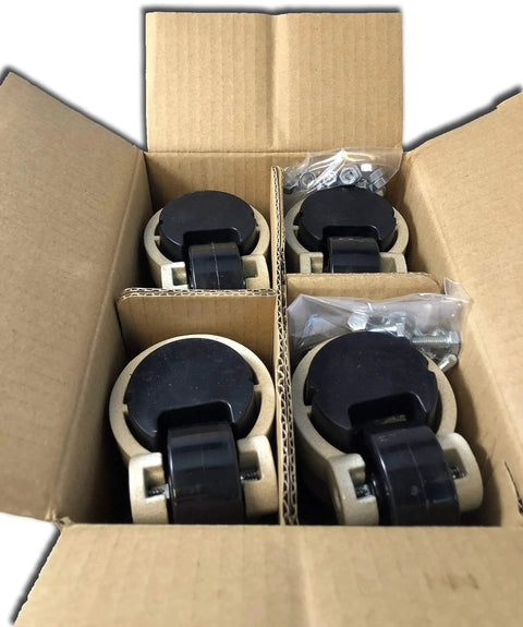 Retractable Leveling Machine Casters 4 Pack With 2 Inch Wheel 600 Lb Capacity Per Caster Total 2400 Lb in a box with hardware