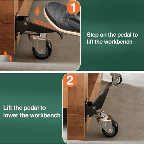 Workbench Casters Kit Heavy Duty Retractable Side Mount Caster Wheels 2.5 Inch Set Of 4 Supports Up To 700 Lbs Each
