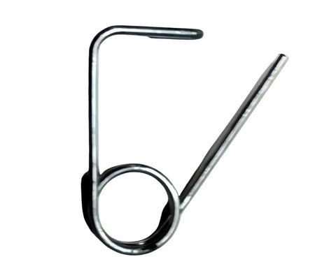 Close-up of a single wheel hub clip from the Twenty Reusable Cotter Pins Kit For Go Kart Racing Including Ten Small 1.125 Inch Pins And Ten Large 1.5 Inch Pins