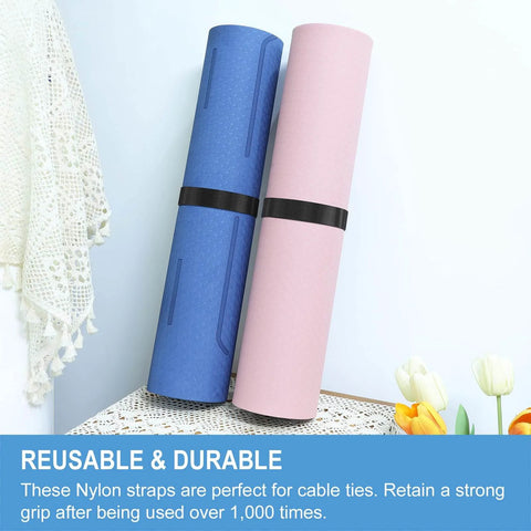 One Inch by Twenty Four Foot Hook and Loop Straps Heavy Duty Self Gripping Strips Reusable Multi Purpose Wrap Roll displayed vertically