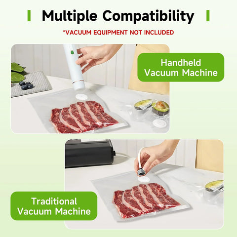 Vixino vacuum sealer bags, 40 BPA-free reusable bags for meal prep, compatible with handheld and external vacuums