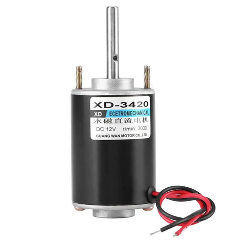 Front view of 30W CW/CCW Permanent Magnet DC Motor Reversible Electric Gear Motor for DIY Generator XD-3420 (12V 3000RPM)