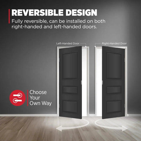 Non-locking interior passage lever provides secure, convenient access for closets and hallways, reversible for left or right doors