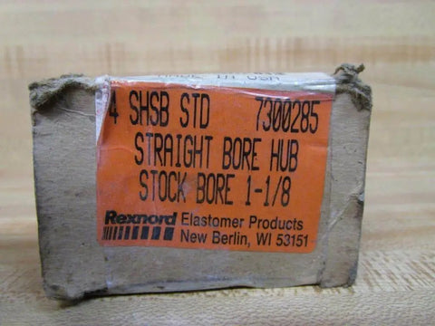 Industrial Shaft Coupling Rexnord 7300285 Straight Bore Hub packaging with visible product label and 1-1/8 in bore details