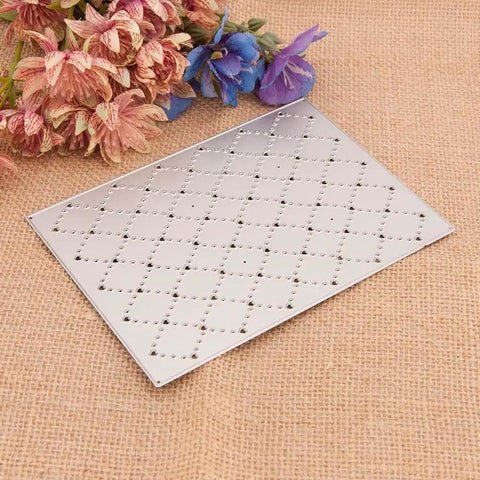 Rhombus Dot Dotted Background Cutting Dies for Card Making and Scrapbooking with Grid Embossed Metal Stencils Template Mould