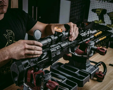Pro Grade Reticle Leveling System With Heavy Duty Aluminum Construction for Gunsmithing and Maintenance on a rifle