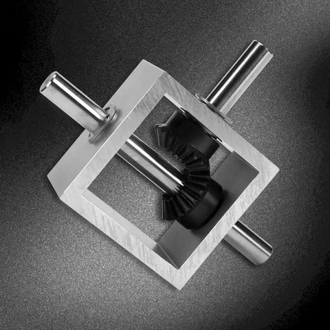 Right Angle Bevel Gearbox 1 To 1 20 Teeth 1.25 Module 10mm Shaft Built For DIY with metal casing and visible shafts