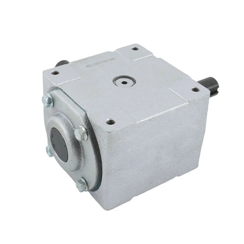 Beefy 40 HP 1800 RPM Right Angle Bevel Gearbox With Keyed Shaft 1 To 1 front view showing housing and output shaft