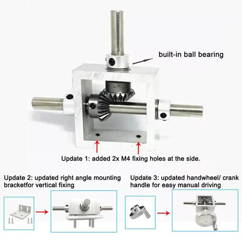 Right Angle Bevel Gearbox 1 Module 20 Teeth 90 Degree Drive For DIY Nerds with mounting updates