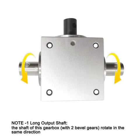 Front view of a Right Angle Bevel Gearbox 1.5 Module 20 Teeth 90 Degree Drive For DIY CNC with co-rotating shafts visible.