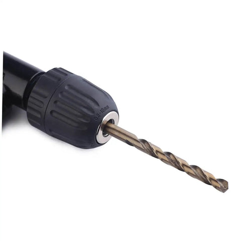 Close-up of Right Angle Drill Attachment For Tight Spaces 90 Degree Cordless Drill Adapter With 1500 RPM And 25 Nm Torque Fits Most Hand And Electric Drills Easy To Install Angled Extension Tool For Hard To Reach Work