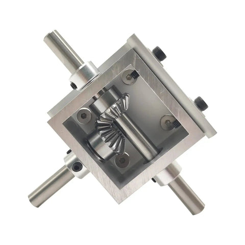 Right Angle Mounting Bracket For PGFUN Right Angle Gearbox Aluminum Alloy 60mm demonstrating gear alignment.