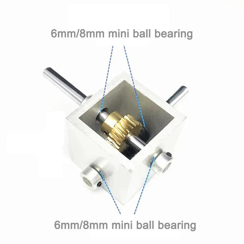 10:1 Right Angle Worm Gearbox 90° Angle Drive Steering Gear Device 20T Reduction Gearbox Simple Mechanical DIY Module with 6mm Shaft