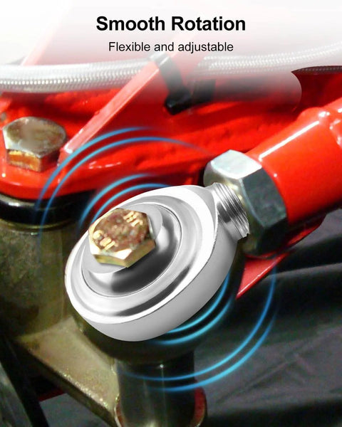 Right hand 3/4 inch Heim joint rod end with jam nut, 5/8 inch bore 4 inch shank, installed in steering system