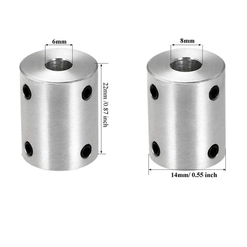 6 To 8 Millimeter Rigid Shaft Coupling 90 Degree Sleeve Adapter For 3D Printer Motors Pack Of 4, 22 Mm Length, 14 Mm Diameter