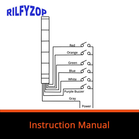Diagram from instruction manual showing wiring connections for Industrial Signal Tower Light With Red Green And Yellow LED Indicators Built In Buzzer For Clear Alerts In Noisy Environments High Brightness 110 To 120V AC Durable Design Ideal For Industrial Equipment Alarms Rilfyzop T50 2WJB.