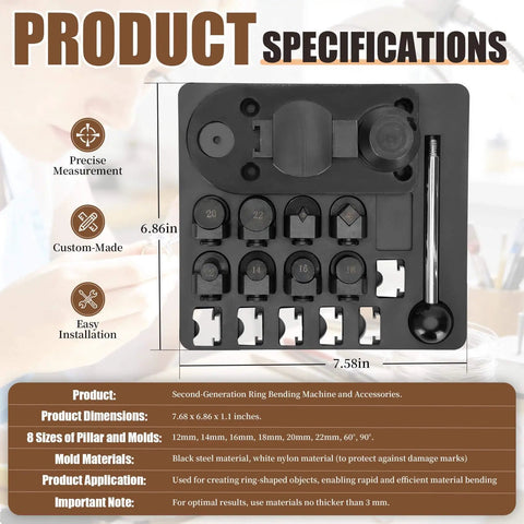 Ring Bender Kit for Spoon Rings 3 in 1 Jewelry Saw Bow and Measuring Tool With Nylon Mold and Bending Machine product specifications