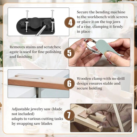 Instructions for assembling Ring Bender Kit for Spoon Rings 3 in 1 Jewelry Saw Bow and Measuring Tool With Nylon Mold and Bending Machine