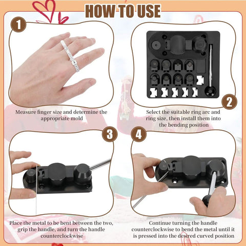 How to use Ring Bender Kit for Spoon Rings 3 in 1 Jewelry Saw Bow and Measuring Tool With Nylon Mold and Bending Machine steps