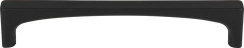 Front view of Riverside 5-1/16 Inch Center To Center Cabinet Pull In Durable Finish From The Grace Collection, black zinc handle.