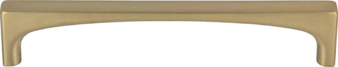 Riverside 5-1/16 Inch Center To Center Cabinet Pull In Durable Finish From The Grace Collection, shown in brass finish, front view.