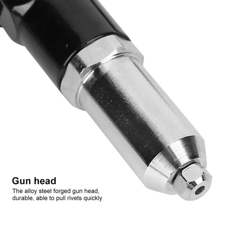 Close-up of Rivet Gun Adapter For Electric Drill With Vertical Grip, High Hardness Alloy Steel Forged Head for pull rivets.