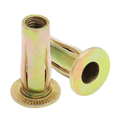 25 Pack Multi Grip Rivet Nut Inserts Pre Bulbed One Quarter Inch Twenty Thread Heavy Duty Nutsert For Sheet Metal Flat Head Slotted Carbon Steel Fasteners
