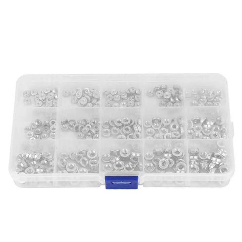 Rivet Nut Assortment Kit 300Pcs With 15 Sizes, Pro Grade Pressure Riveting Nuts in a clear storage box.